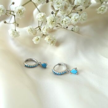 Silver Earrings With Blue Stone, Blue Earrings Dangle, Free Personalisation, 3 of 9