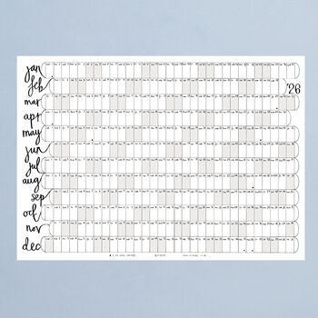 Mini 2026 Wall Planner B+W Year Calendar A3, 2 of 6