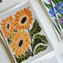 Linocut Joy Bloom Flower Notecards Set Of 12, thumbnail 10 of 12