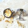 Steel And Gold Leaf Cufflinks, thumbnail 1 of 3