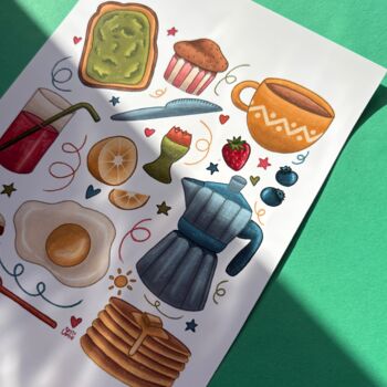 Illustrated Breakfast Items Print, Art For Kitchens, 2 of 2