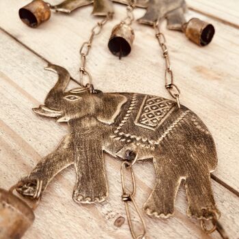 Double Elephant Wind Chime With Bells, 4 of 6