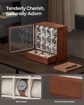 Twelve Slot Wooden Watch Box Display Case, 5 of 7