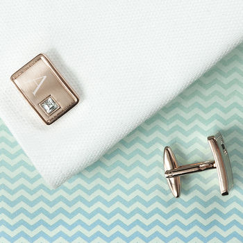 Personalised Rose Gold Plated Cufflinks With Crystal, 5 of 7