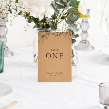 Green Eucalyptus Table Number Cards, 4 of 6