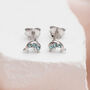 Silver Mini Dolphin Stud Earrings With Blue Crystal, thumbnail 1 of 4