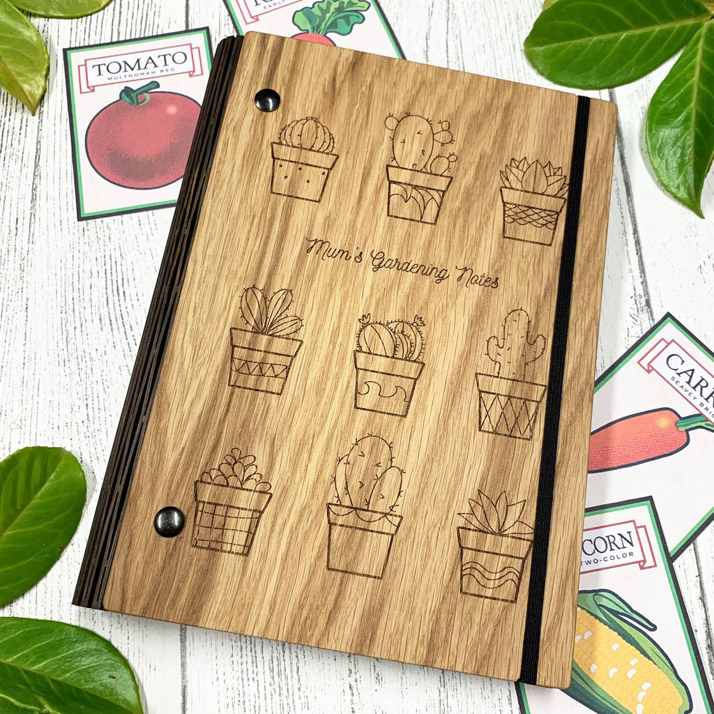 Personalised Wooden Gardening Plant Pots Notebook By Urban Twist 
