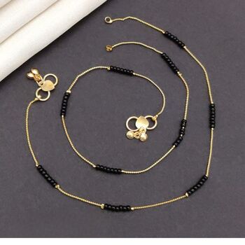 Golden Brass Black Pearl Foot Payal Anklet, 4 of 6