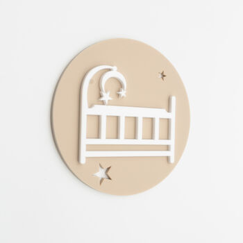 Nursery Door Sign – Beige Cot And Moon Design, 4 of 4