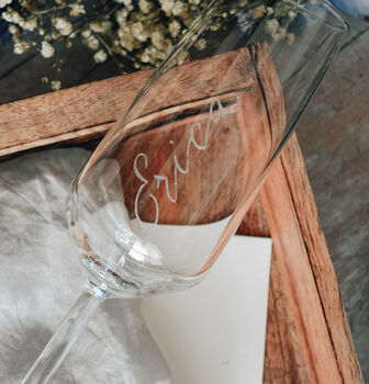 Personalised Hand Engraved Calligraphy Champagne Glass, 4 of 4