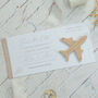 Beige Wedding Boarding Pass Save The Date With Beige Magnetic Plane, thumbnail 1 of 7