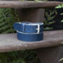 Premium Blue English Leather Mens Belt Handmade, thumbnail 3 of 6
