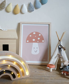 Toadstool Muted Colours Kids Room Art Print, 3 of 6