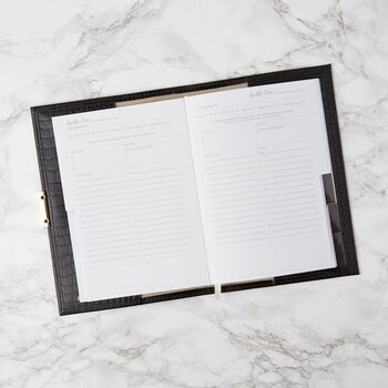 Undated Black Croc Leather Planner Diary Caché, 3 of 5