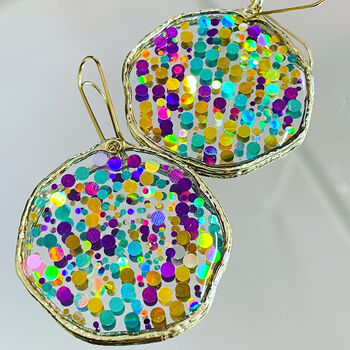 Super Sparkly Disco Earrings Hand Made Large, 2 of 8