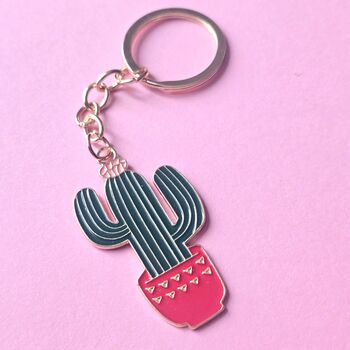 Potted Cacti Enamel Keyring, 3 of 3