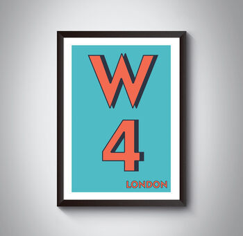 W4 Hammersmith London Postcode Typography Print, 4 of 10