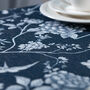 Luxury Linen Like Floral Tablecloth Cecylia Navy, thumbnail 4 of 7