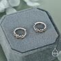Sterling Silver Two Tone Daisy Huggie Hoop Earrings, thumbnail 5 of 11