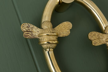 Solid Brass Nectar Bee Door Knockers Brass, 2 of 3
