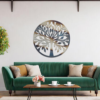 Modern Circular Metal Tree Wall Decor For Home Or Office, 8 of 11