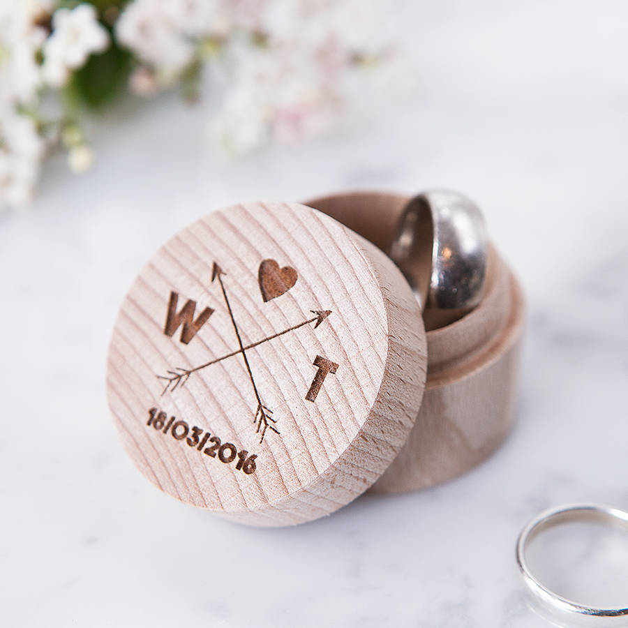 Personalised Wooden Arrows Ring Box, 1 of 4