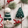 Oh Christmas Tree And Gonk Bauble Duo Easy Knitting Kit, thumbnail 1 of 10