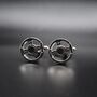 Steering Wheel Silver Cufflinks Gift For Car Lovers 316 L Stainless Steel, thumbnail 1 of 5