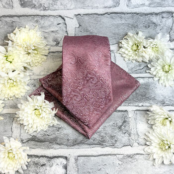 Desert Rose Paisley Wedding Tie Set, 2 of 6