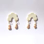 White Porcelain Scallop Edge Arch Pearl Earrings, thumbnail 2 of 3