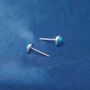 Turquoise Stone Sterling Silver Stud Earrings, Tiny Round Studs, thumbnail 3 of 7