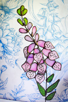 Purple And Pink Foxglove Flower Stem Faux Glass Flowers, 4 of 9
