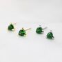 Trillion Cut Emerald Green Cz Stud Earrings, thumbnail 3 of 11