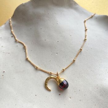 Tumbled Birthstone And Moon Charm Necklace, 7 of 12
