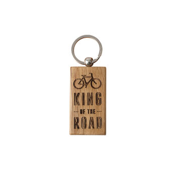 Dapper Chap 'King Of The Road' Rectangular Oak Keyring, 2 of 4