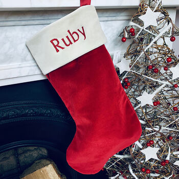 Bertie Bear’s Personalised Christmas Stocking In Red, 3 of 5