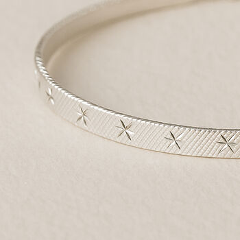 Sterling Silver Triple Herringbone Star Bracelet, 3 of 6