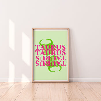 Taurus Zodiac Typography Print, 5 of 6
