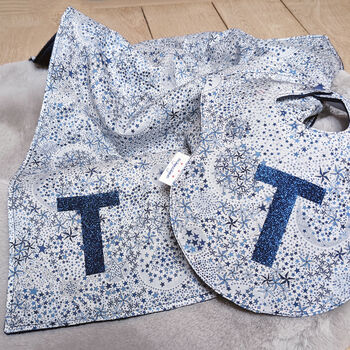 Liberty New Baby Starry Blanket And Bib Gift Set, 2 of 6