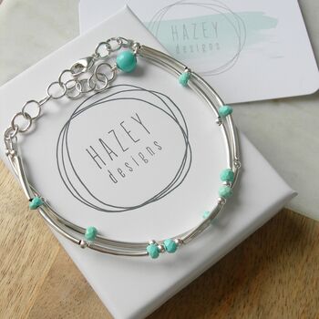 Turquoise And Silver Double Stranded Bracelet, 4 of 5