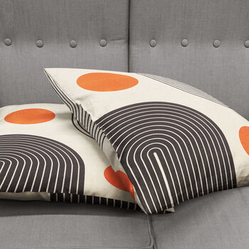 Orange And Black Geometric Abstract Bauhaus Ecru Cushion Cover, 6 of 7