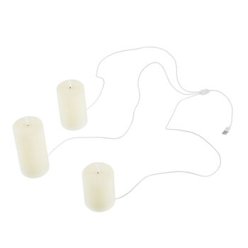 Set Of Three Rechargeable Tru Glow Wax Pillar Candles, 11 of 11