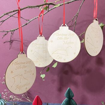 Personalised 1st Christmas Zodiac Decoration, 3 of 9