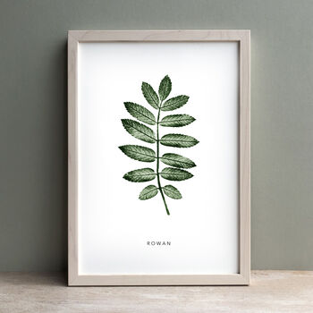 Personalised Rowan Leaf Monoprint Fine Art Print, 7 of 8