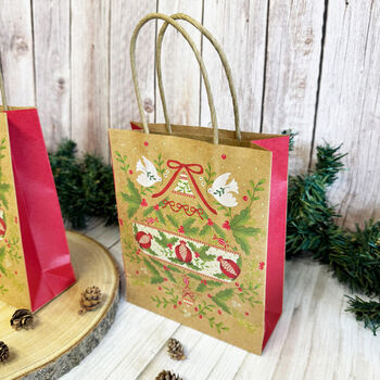 Folklore Christmas Wreath Bauble Gift Bags X Eight, 2 of 4