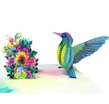 Pop Up 3D Blank Card Tropical Hummingbird, 3 of 7