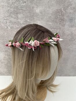 Pink Dried Flower Girl Crown, 3 of 8