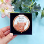 Highland Cow Rose Gold Compact Mirror, thumbnail 1 of 7