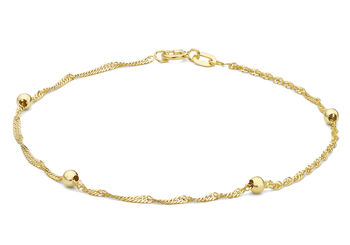 9ct Yellow Gold Twisted Curb And Ball Chain Bracelet, 6 of 7