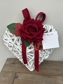 Valentines Red Rose Wicker Heart, 3 of 7